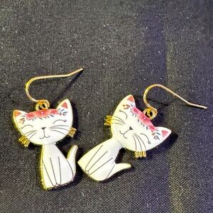 enameled cat earrings